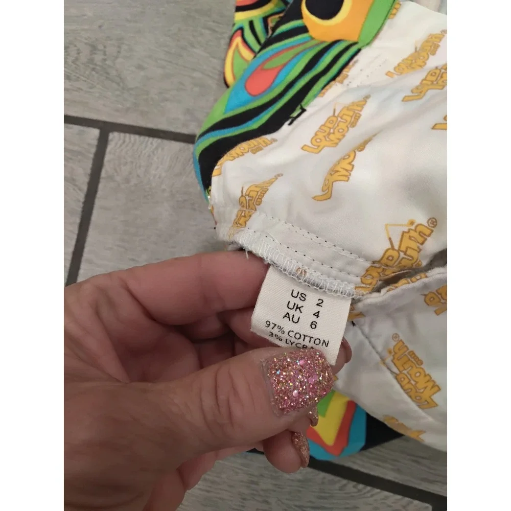 Loudmouth Golf Ladies Shorts  2 Psychedelic Floral Peacock Multi Color Cotton